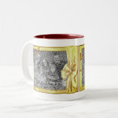 愛とエレガント弓デザインのフォトフレーム ツートーンマグカップ (正面左)