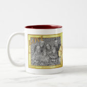 愛とエレガント弓デザインのフォトフレーム ツートーンマグカップ (左)