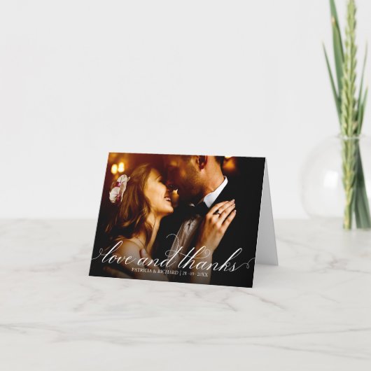 愛とエレガント感謝していな結婚式ありがとう写真 サンキューカード (正面)