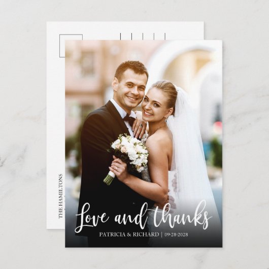 愛とエレガント感謝していな結婚式ありがとう写真 ポストカード (正面/裏面)