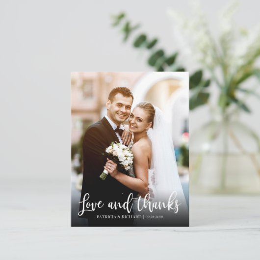 愛とエレガント感謝していな結婚式ありがとう写真 ポストカード (スタンド正面)