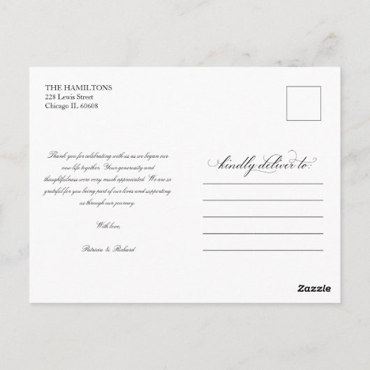 愛とエレガント感謝していな結婚式ありがとう写真 ポストカード (裏面)