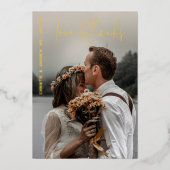 愛とエレガ感謝していントウェディングサンキューカード 箔招待状 (正面)