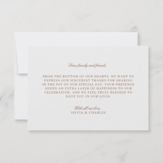 愛とエレガ感謝していントウェディングフォト サンキューカード (裏面)