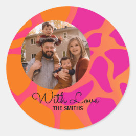 愛とオレンジとホットピンクのグラデーション ラウンドシール