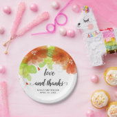 愛とオ感謝していレンジの花、フローラ結婚の ペーパープレート (パーティー)