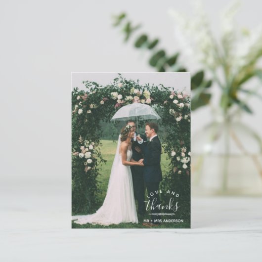 愛とカスタム感謝していウェディングありがとうはがき ポストカード (スタンド正面)