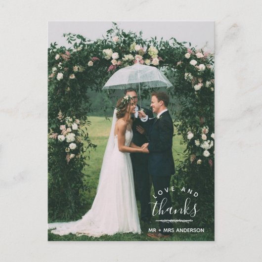 愛とカスタム感謝していウェディングありがとうはがき ポストカード (正面)