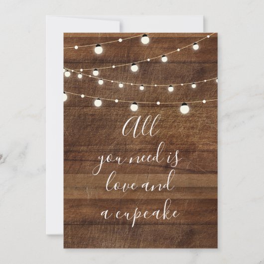 愛とカップケーキのウェディングサインだけが必要です 招待状 (正面)