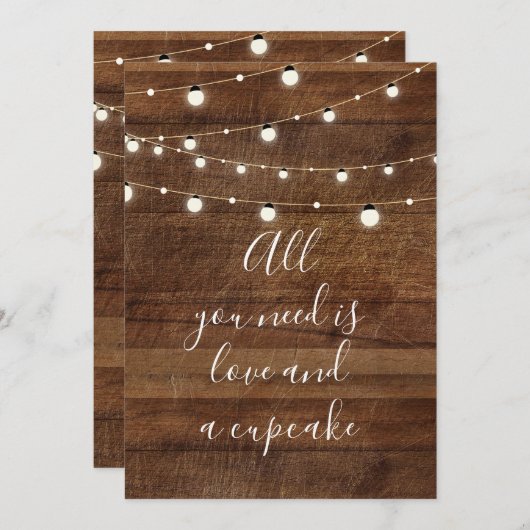 愛とカップケーキのウェディングサインだけが必要です 招待状 (正面/裏面)