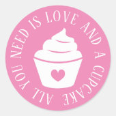 愛とカップケーキのラウンドステッカー ラウンドシール (正面)