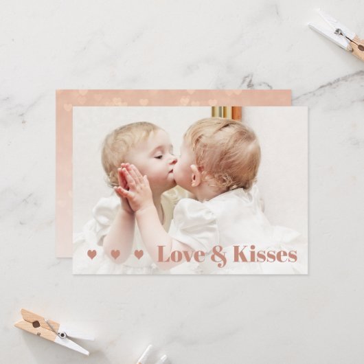 愛とキスかわいい写真バレンタイン カード (正面/裏面インサイチュ)