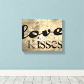愛とキスのキャンバスは粗末でシックなセピア キャンバスプリント (インサイチュ (ウッドフロア))
