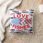 愛とキスまたは魚海沿岸のハート クッション (ブランケット)