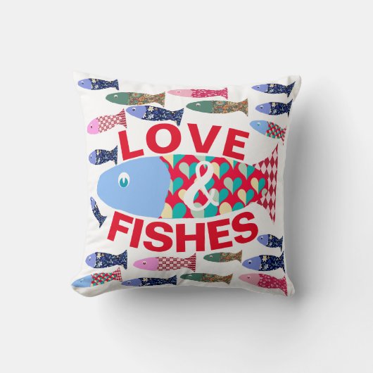 愛とキスまたは魚海沿岸のハート クッション (正面)