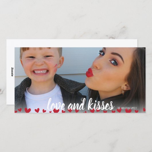 愛とキスハートバレンタインデーの写真カード シーズンカード (正面/裏面)