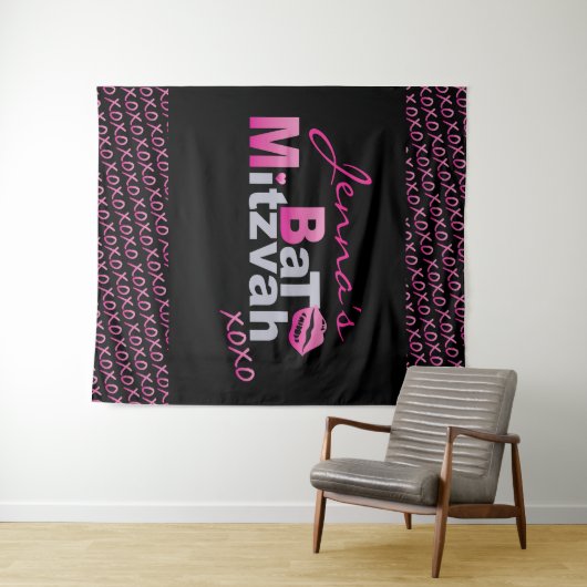 愛とキスピンクバルミツワーフォトオペバックドロップ タペストリー (インサイチュ(横))