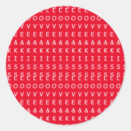 愛とキス、おもしろい赤のグラフィック文字デザイン ラウンドシール