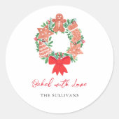 愛とキュートなジンジャーブレッド焼いたクリスマス ラウンドシール (正面)