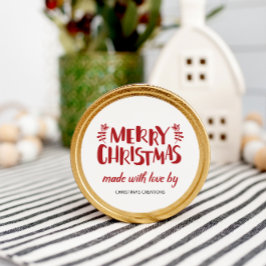 愛とクラシックなラウンドスティックで作られたクリスマス ラウンドシール