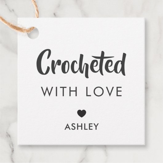 愛とクロシェ、手作りギフトラベル、クラフト フェイバータグ (正面)