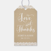 愛とク感謝していラ素朴フトとレース結婚ズ ギフトタグ (正面)