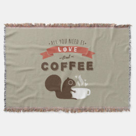 愛とコーヒーさえあれば - かわいいリス スローブランケット
