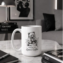 愛とコーヒーに支えられたクマのTシャツ コーヒーマグカップ