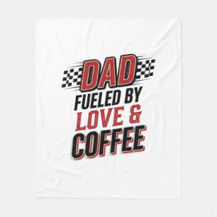 愛とコーヒーに支えられたパパ レース用シャツデザイン フリースブランケット