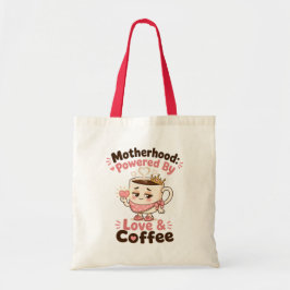 愛とコーヒーに支えられた母性 面白いママデザイン トートバッグ