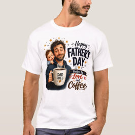 愛とコーヒーに支えられて 父の日おめでとう Tシャツ