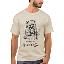 愛とコーヒーに満たされて 面白い熊 Tシャツ