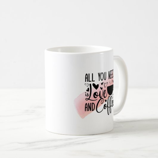 愛とコーヒーマグ – かわいいおもしろいコーヒーラバーギフト コーヒーマグカップ (正面右)