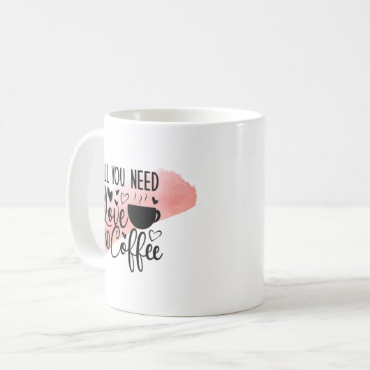 愛とコーヒーマグ – かわいいおもしろいコーヒーラバーギフト コーヒーマグカップ (正面左)