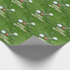 愛とゴルフボールを持つゴルファーへのハッピーバースデー ラッピングペーパー