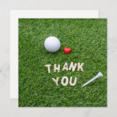 愛とゴルフボールを持つゴルフサンキューカード (正面/裏面)