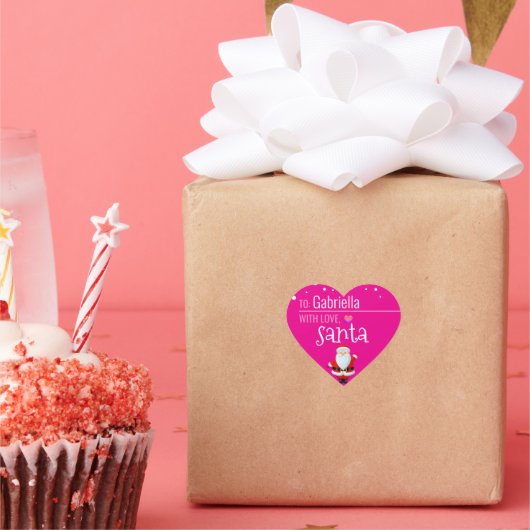 「愛とサンタ」ホットピンクのクリスマスギフトカスタマイズ|過去記事 ハートシール (パーティー)