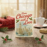 愛とシカゴから – Vintage Christmas Folding カード<br><div class="desc">ウィンディ祝ー市のハートから心からメッセージのシーズン！From Chicago With Love折り畳みクリスマスカードは、ヴィンテージスタイルフェスティバルアートと象徴的な都市の魅力を備えている。個人的な休日の挨拶、ビジネスのメッセージ、または記念コレクションに最適な、それはあなたのクリスマスの願いに懐かしいtouchを追加する。</div>