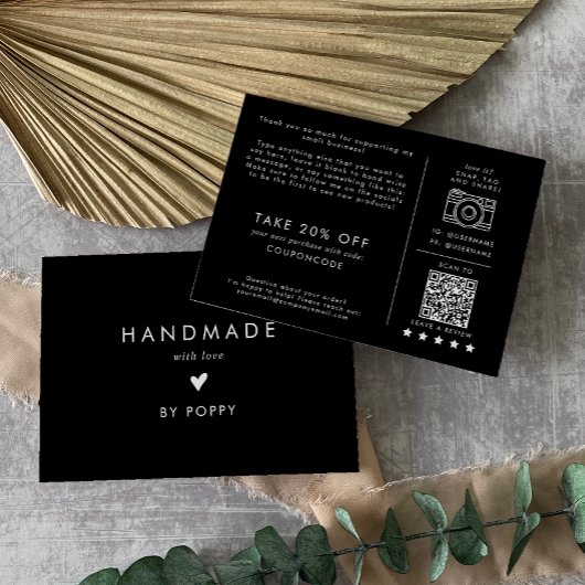 愛とシックな黒の手作り有難い注文 エンクロージャーカード