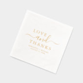 愛とシック感謝していスクリプトのカスタム結婚式の名前 箔ナプキン (左)