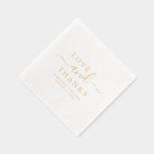 愛とシック感謝していスクリプトのカスタム結婚式の名前 箔ナプキン (右)