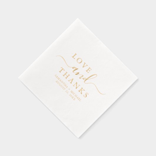 愛とシック感謝していスクリプトのカスタム結婚式の名前 箔ナプキン (右)