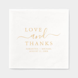 愛とシック感謝していスクリプトのカスタム結婚式の名前 箔ナプキン