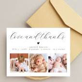 愛とシック感謝していベビー写真の誕生のお知らせ シーズンカード