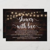 愛とシャワー、素朴ブライダルシャワーパーティー 招待状 (正面/裏面)