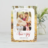 愛とシンプル喜びの休日の写真を送る独身の シーズンカード (スタンド正面)