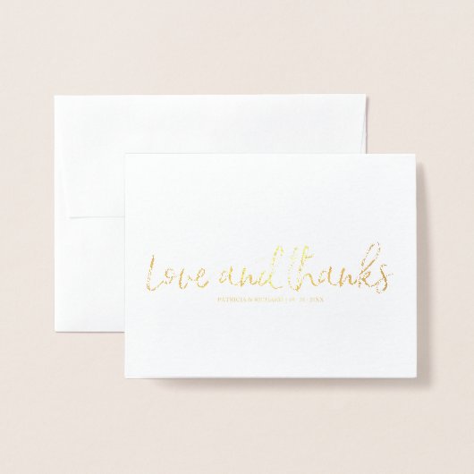 愛とシ感謝していッ結婚クの感謝の写真 箔カード (封筒付き正面)