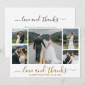 愛とスクリプ感謝していトのグリッドフォトコラージュ サンキューカード (正面/裏面)
