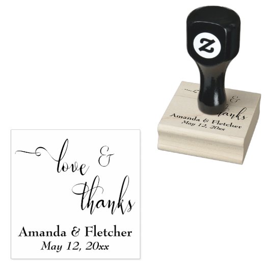 愛とスクリプ感謝していトのタイポグラフィと詳細 ラバースタンプ (押印)