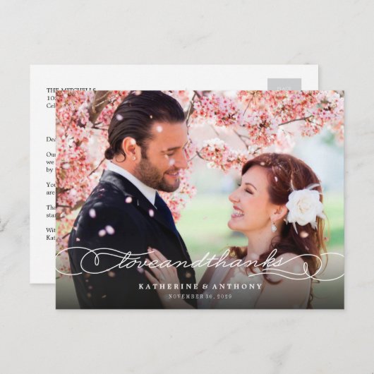 愛とスクリプ感謝していトの写真が結婚ありがとう ポストカード (正面/裏面)